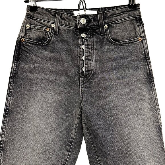 TRAVE‎ DENIM Lawson High Rise Button Fly Slim Straight Leg Jeans • 24 • grey - Picture 2 of 13